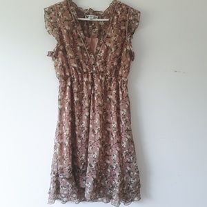 Papillon Pink Sweet Pea Print Dress Sz L